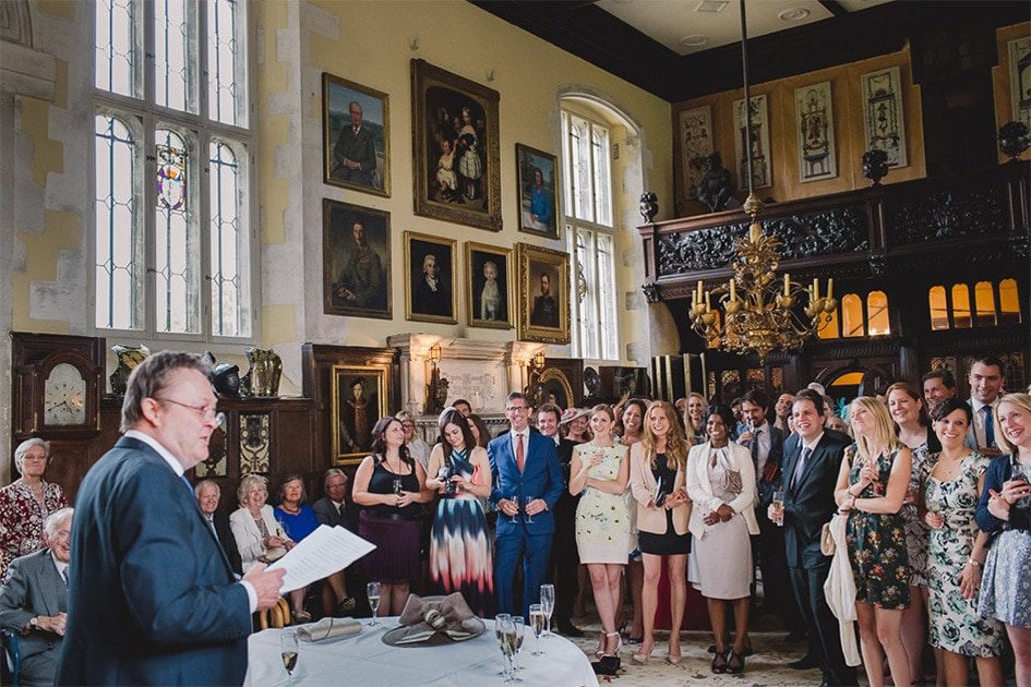 Wedding speeches at Loseley Park.