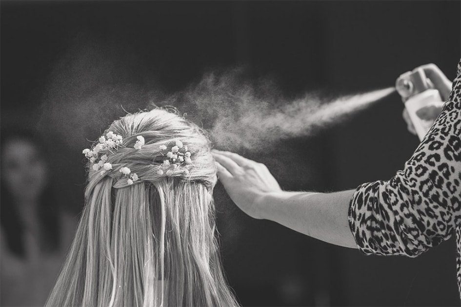 Wedding Photography of hair spray.