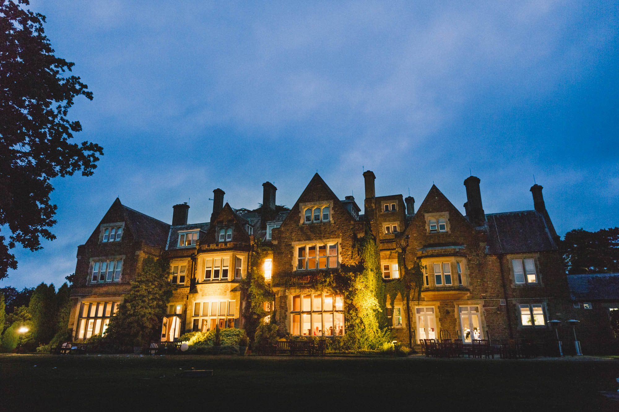 Hartsfield Manor during the blue hour.