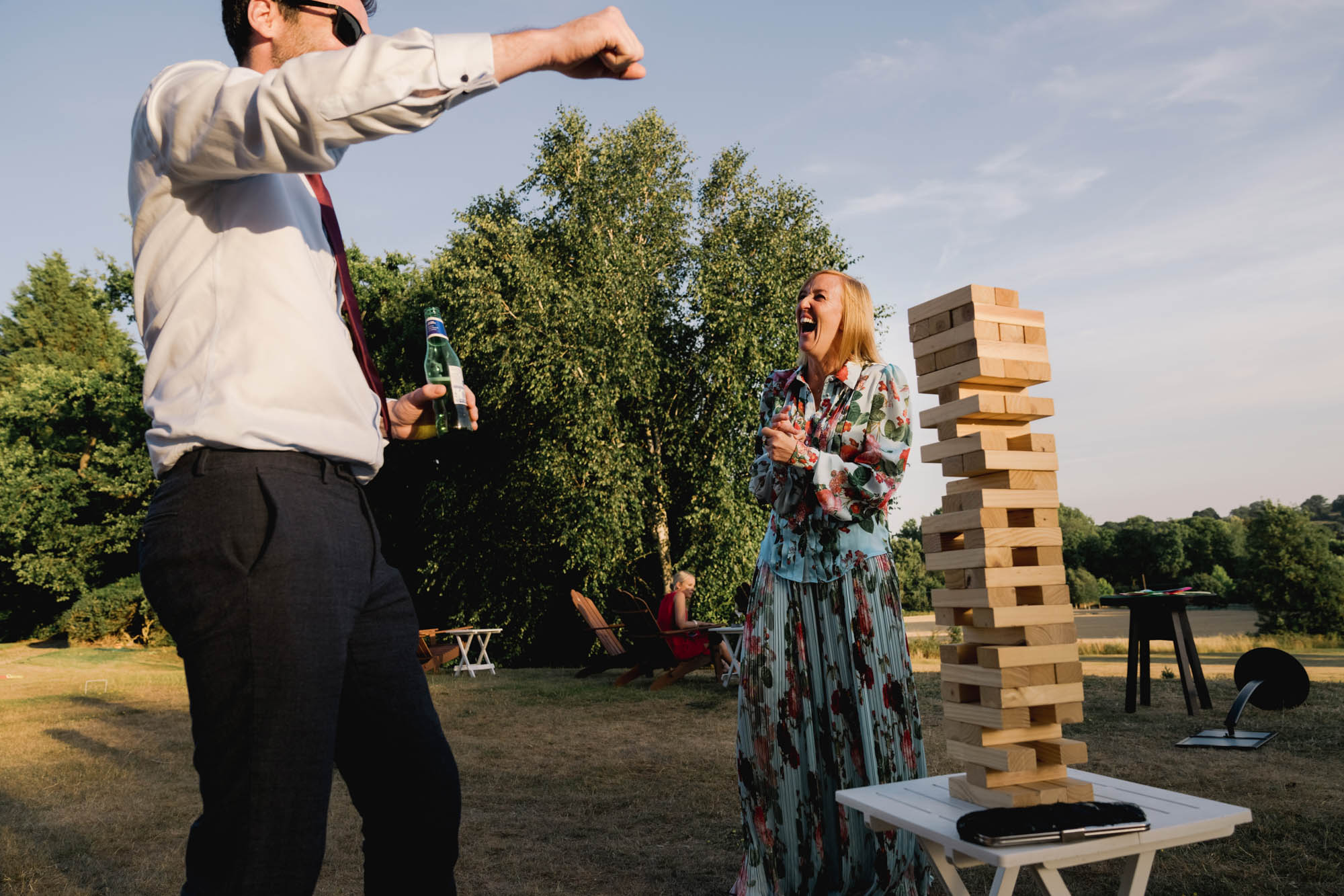 Wedding guests playing garden games at Hartsfield Manor.