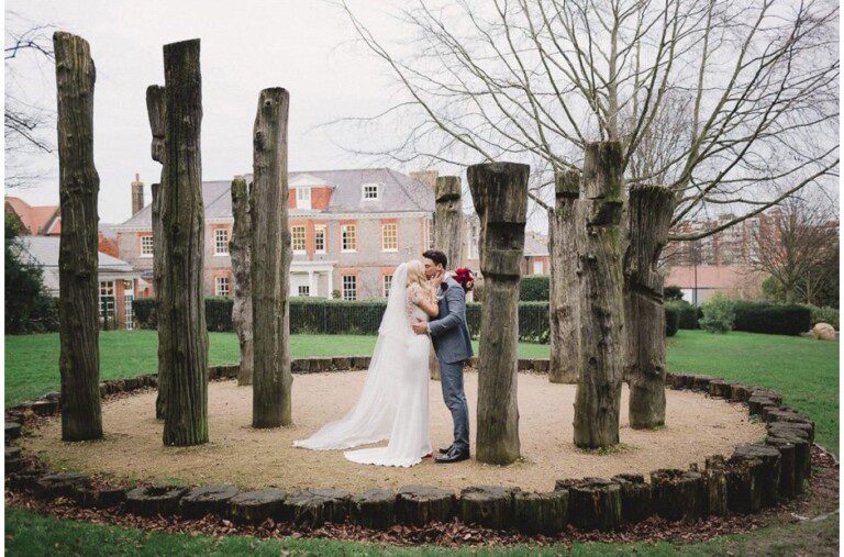 A bride and groom at their wedding in Sussex