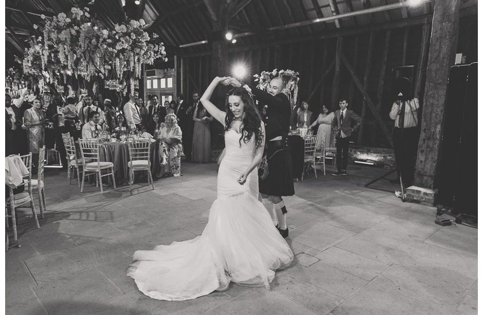 A couple's first dance at the Great Barn.