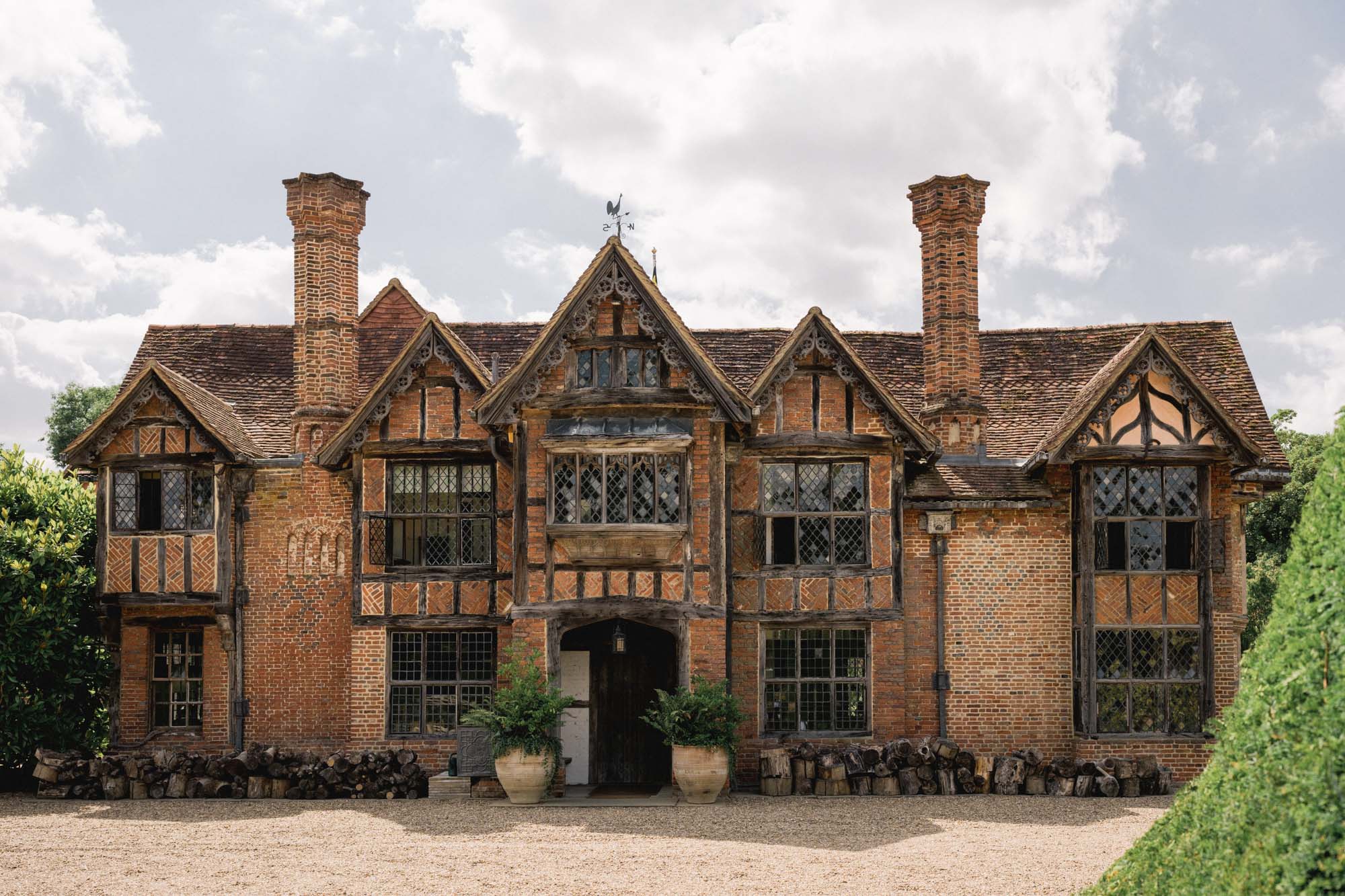 Dorney Court Wedding Venue in Buckinghamshire on a bright and sunny day in the Summer.