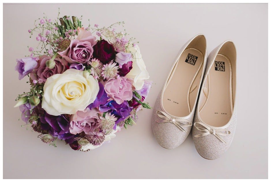wedding shoes and flowers in Surrey.