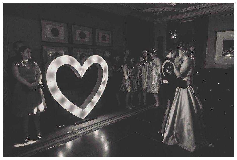 First dance with love sign.