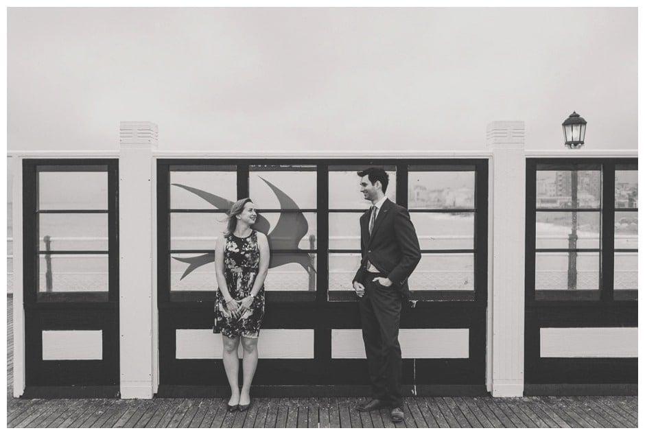 Worthing Pier Couple Shoot photography with black and white style.