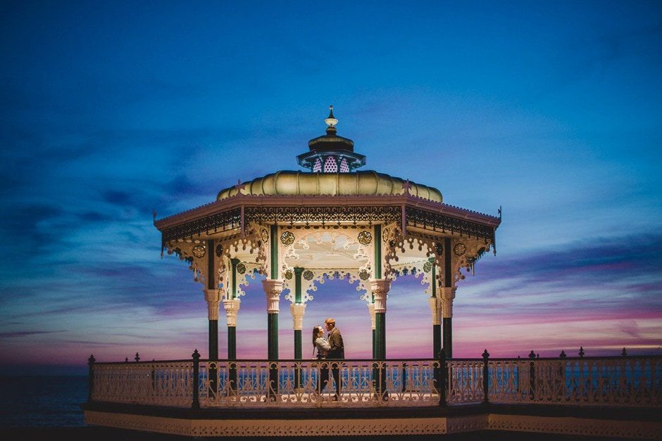 Brighton Engagement Pier Bandstand Sunset