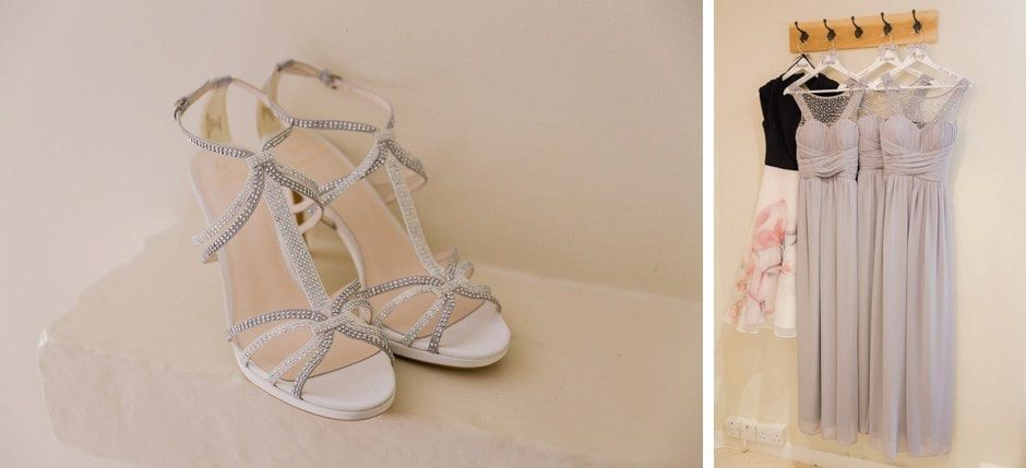 Sparkling wedding shoes in Farnham Castle.