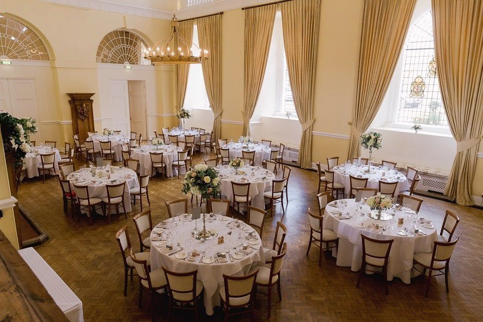 The Great Hall at Farnham Castle wedding venue in Surrey.