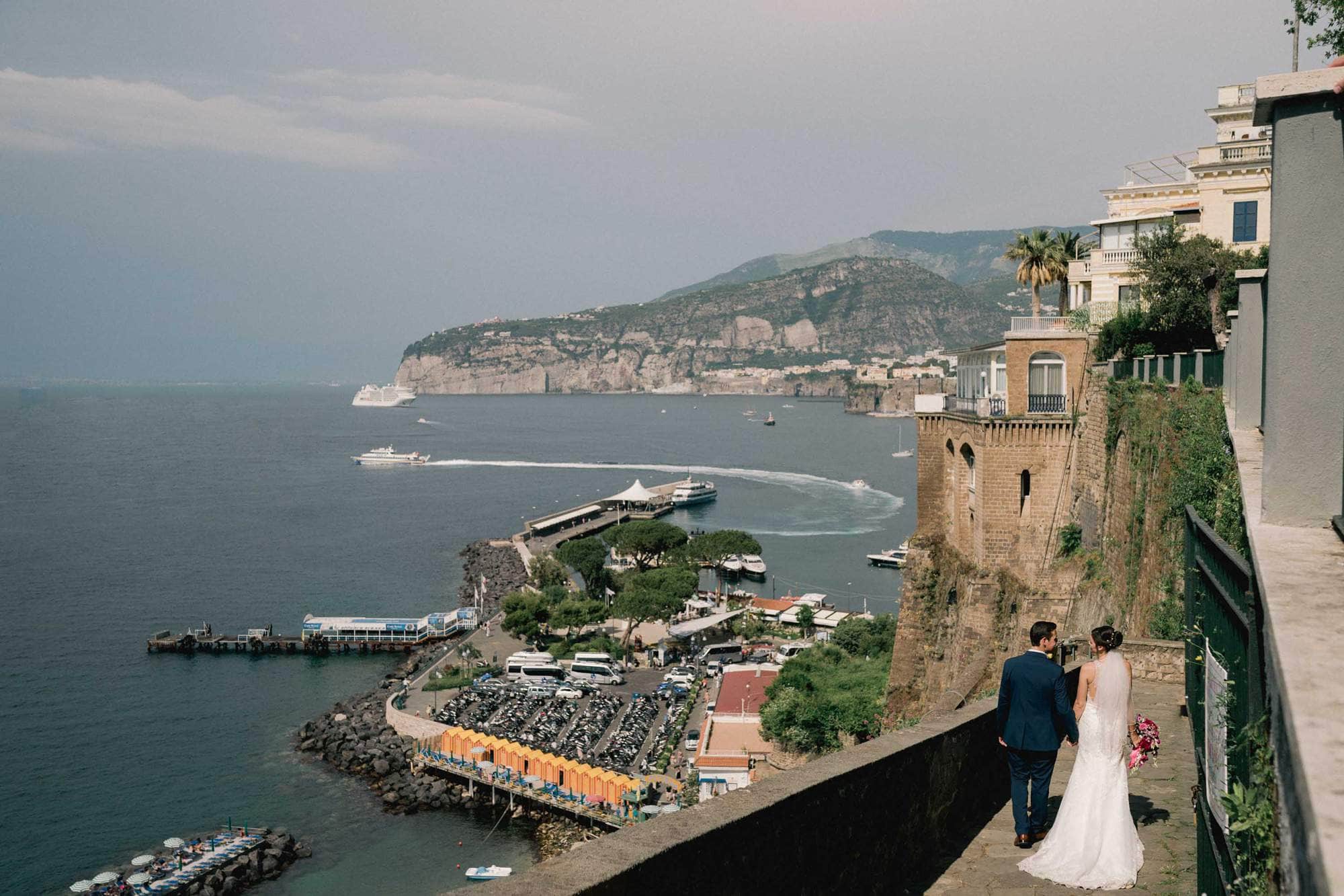 Bride and Groom on their wedding day in Sorrento Italy