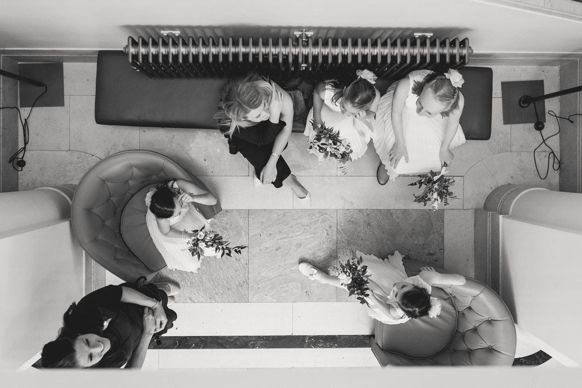 Bridesmaids at Hackney Town Hall in London.