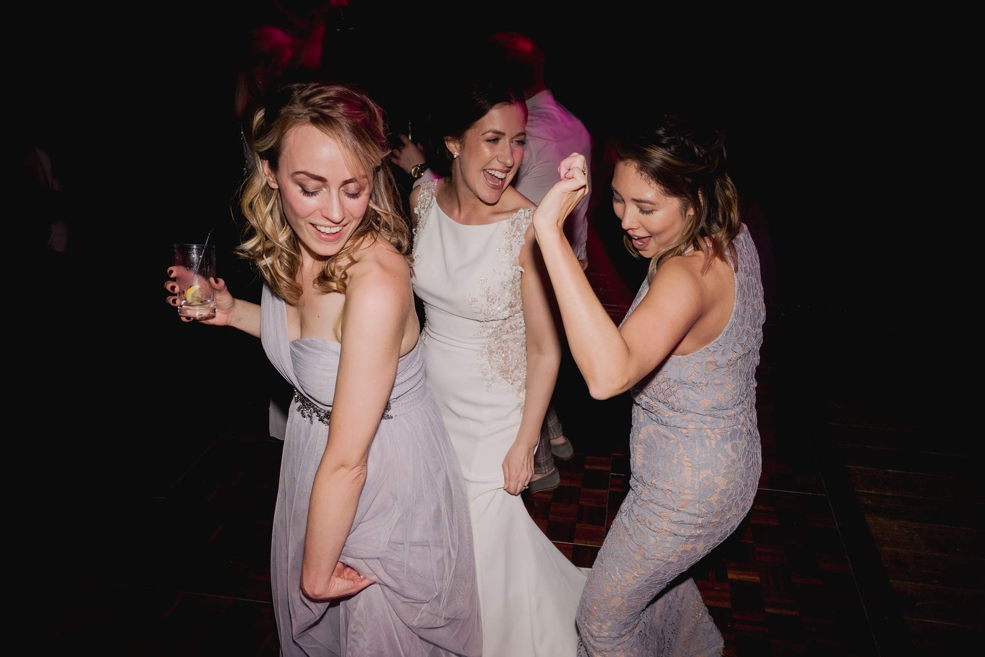 Bridesmaids on the dance floor at Ramster Hall.