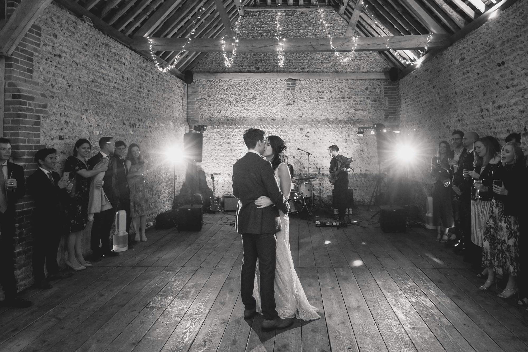 Cissbury Barns wedding photography of wedding first dance