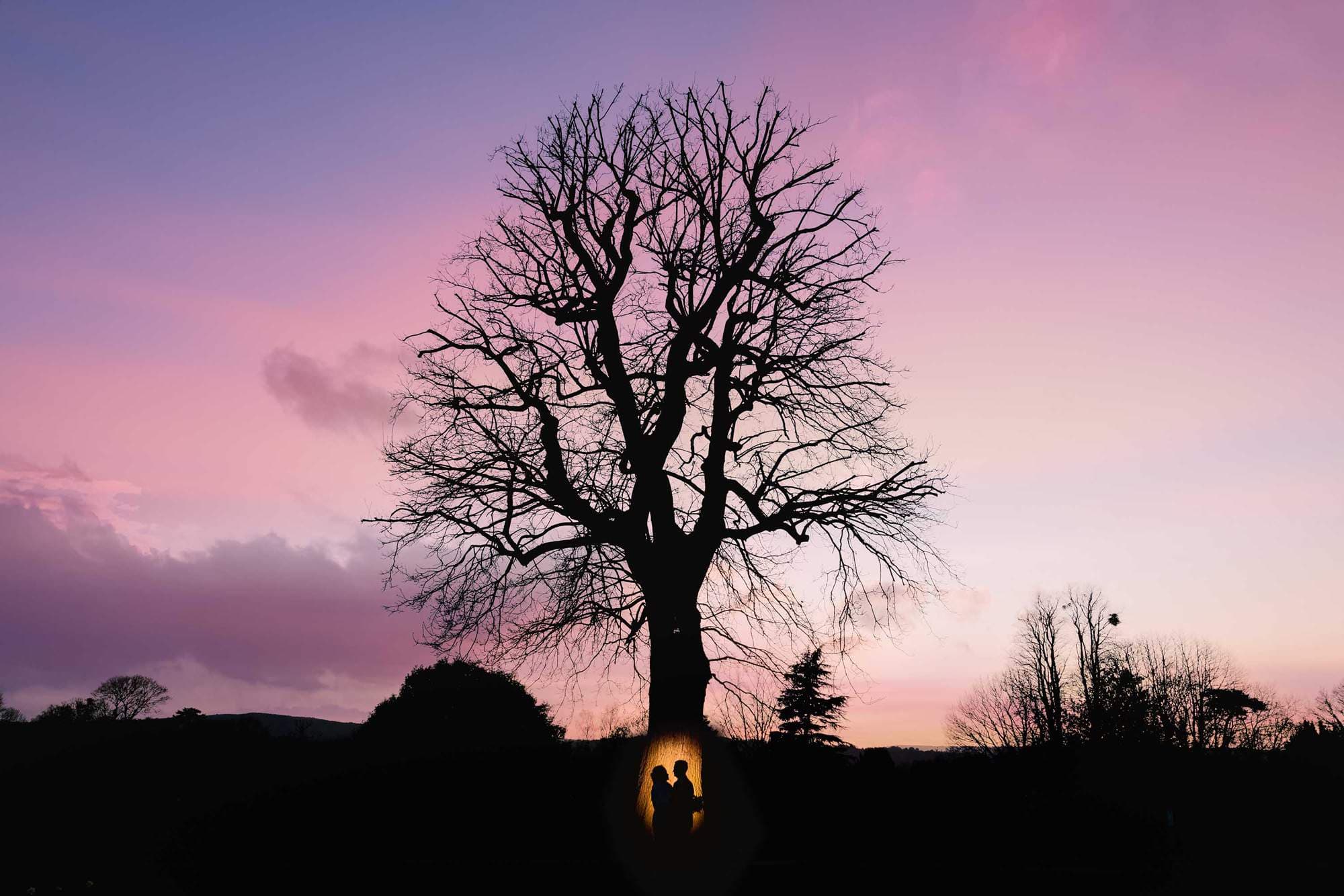Incredible sunset at a Hartsfield Manor Winter Wedding