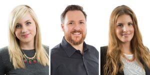 3 business people having a corporate headshot