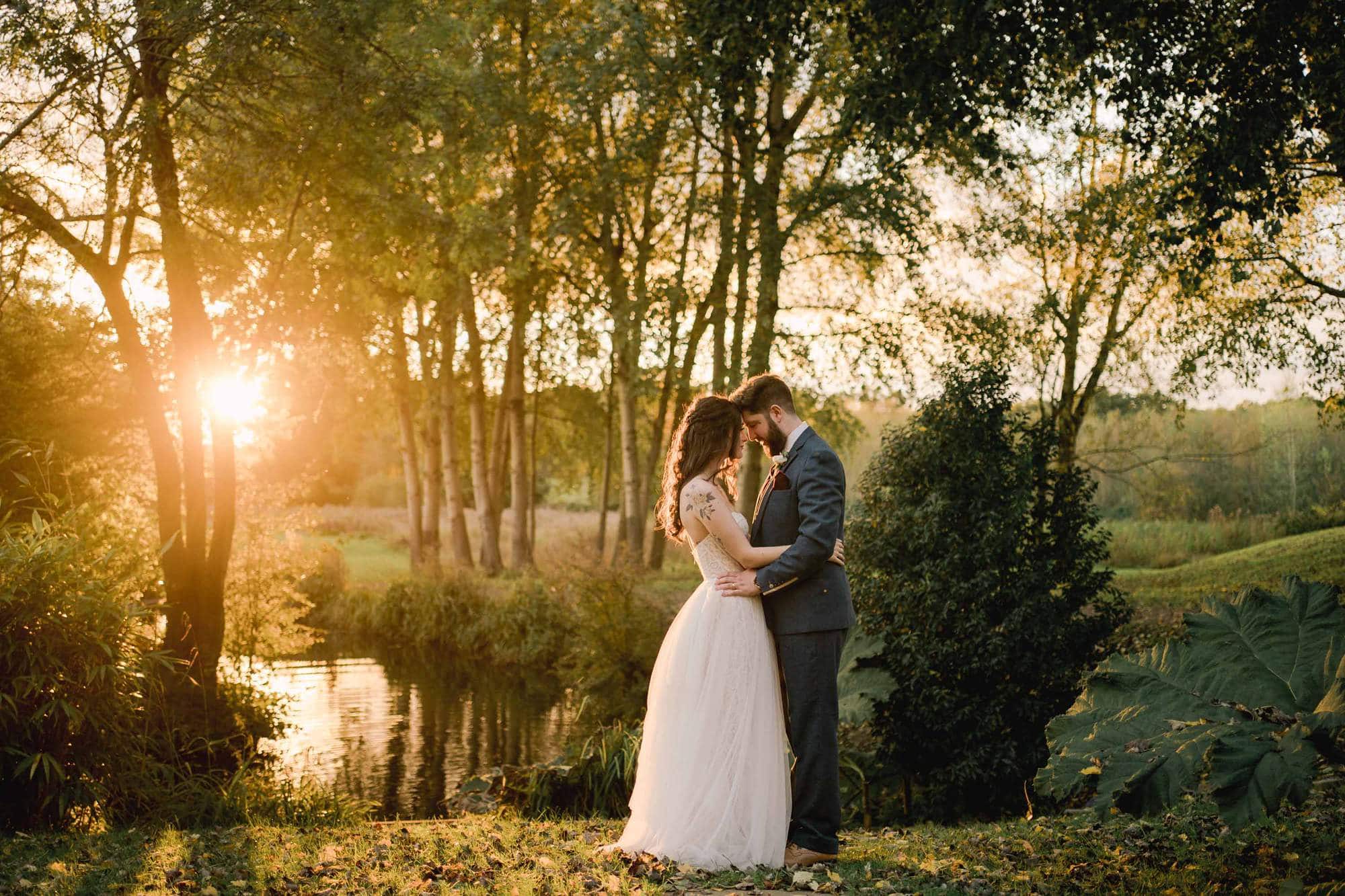A beautiful sunset at a wedding barn in Winchester, Hampshire.