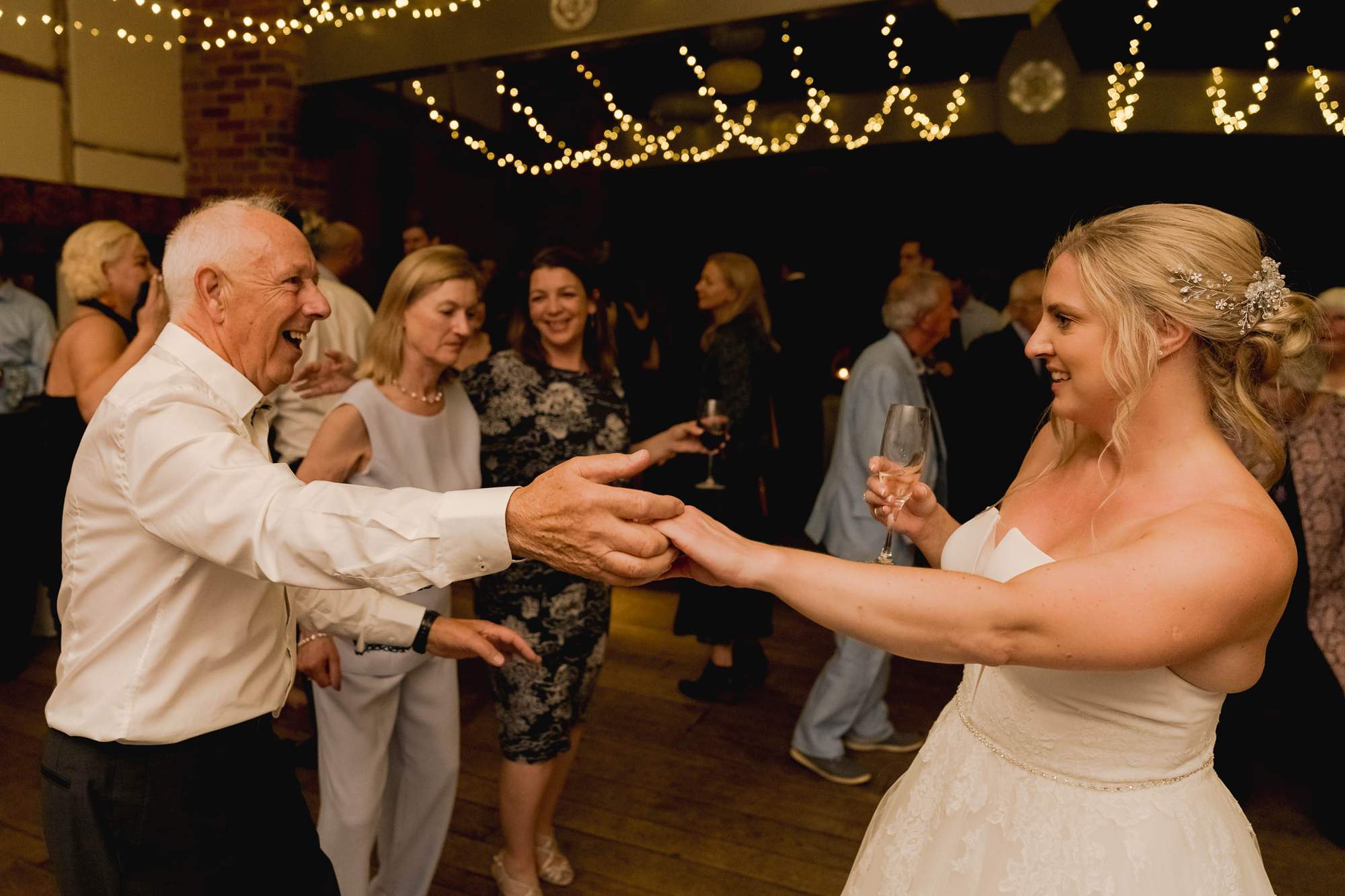 Bride dancing with her father on her wedding day at Lainston House.