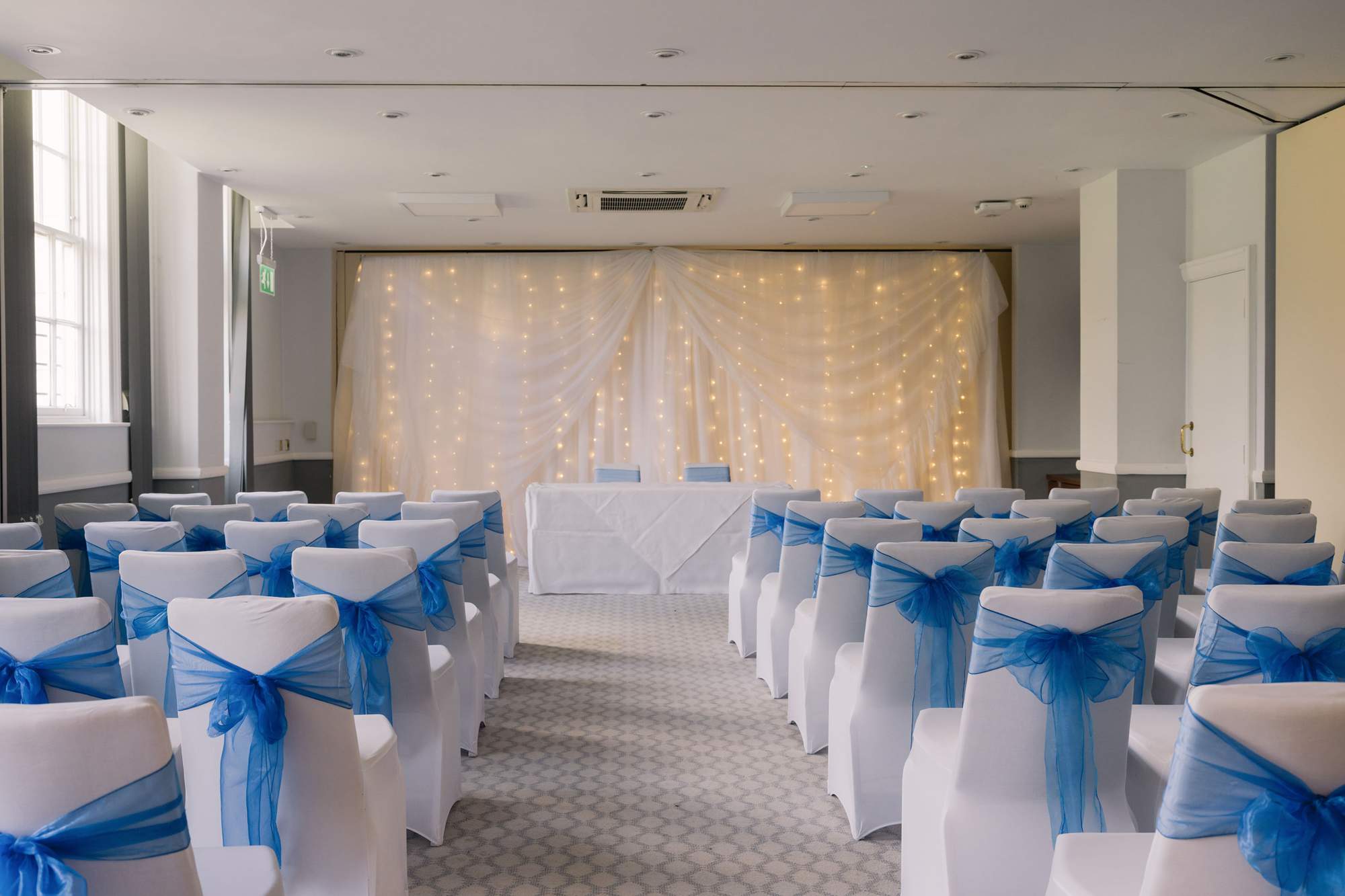 Wedding ceremony room at the Avisford Park Hotel in Arundel, West Sussex.