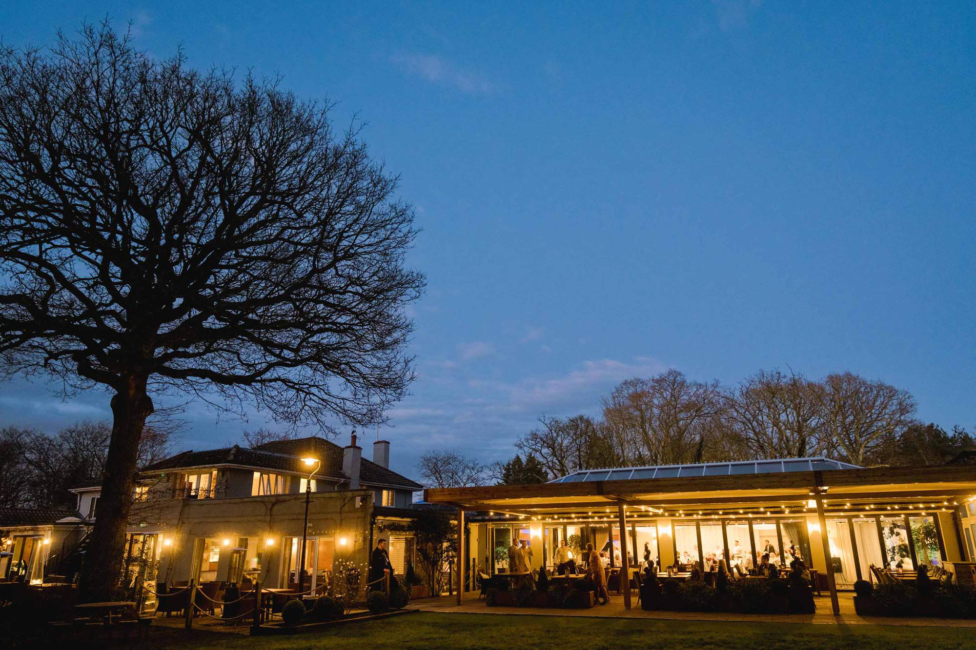 Twilight at Wickwoods Country Club wedding venue in East Sussex.