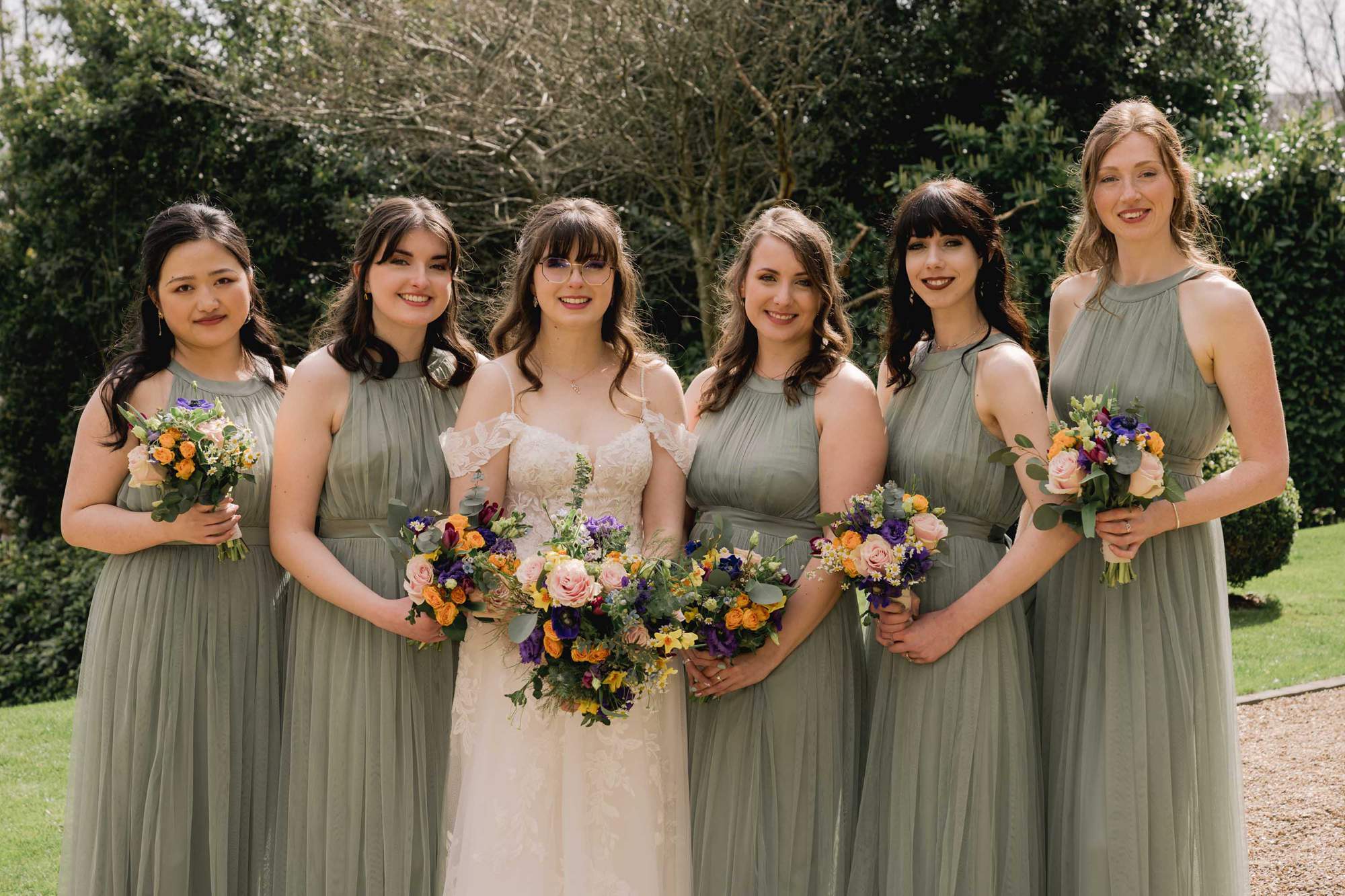 Bride and bridesmaids at Pelham House in Lewes.