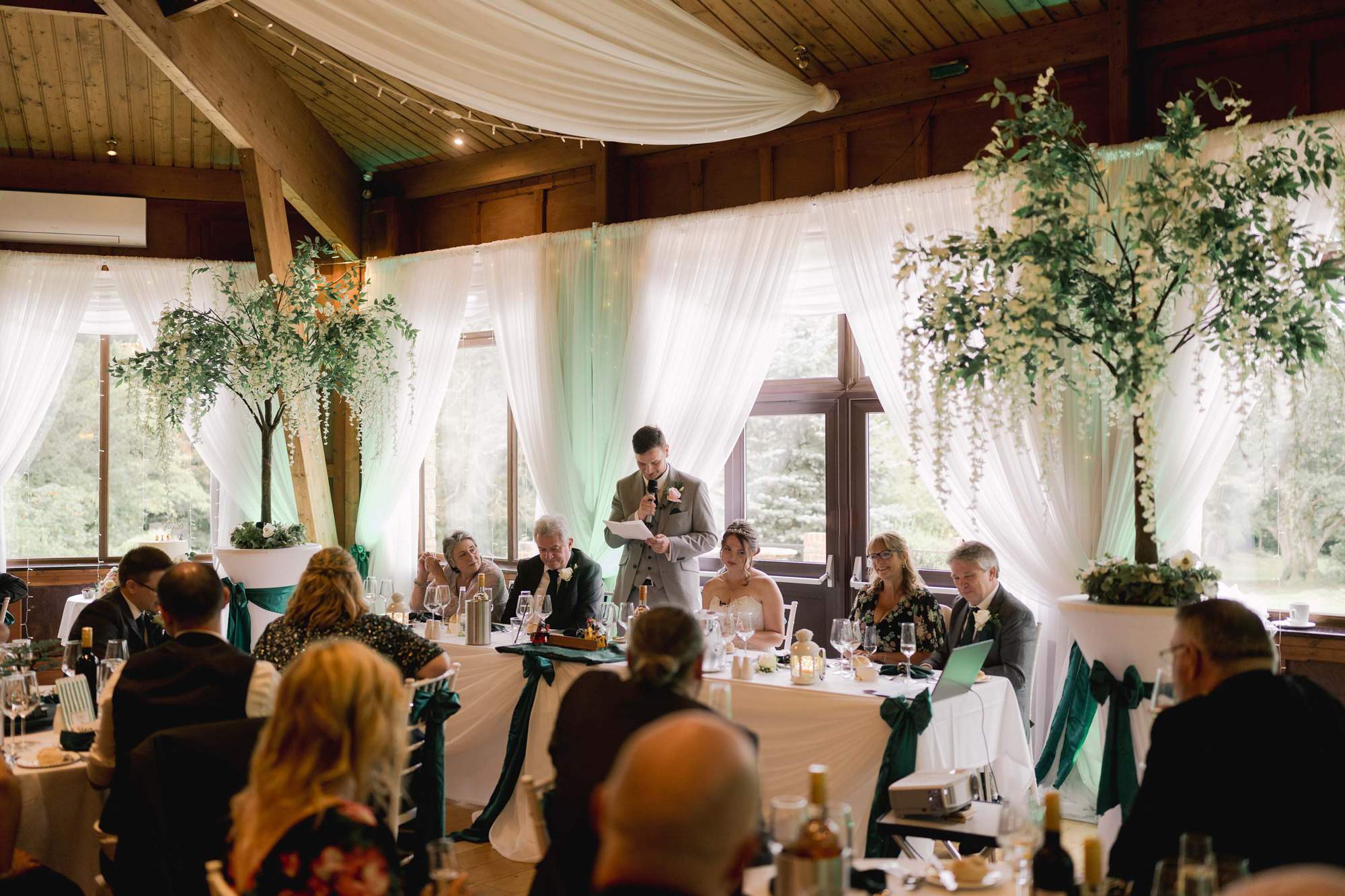 Groom delivers his wedding speech at the Ravenswood Hotel in Sussex.