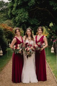 Bridesmaids at Wadhurst castle in Sussex.
